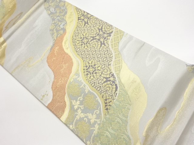 JAPANESE FUKURO OBI / WOVEN FLOWER & BIRD